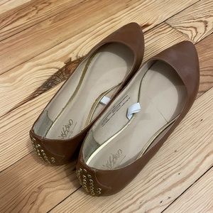Women’s brown gold studded flats